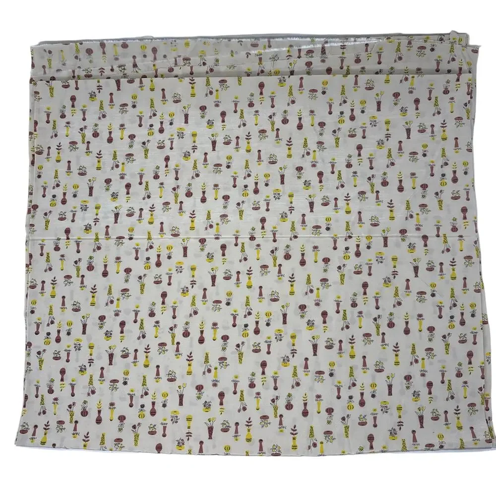 Fabric 1960s Blend Fabric Cream Vase Floral Print 160” Yardage
